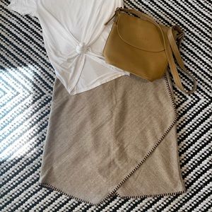Crossover midi skirt, brown and tan plaid!